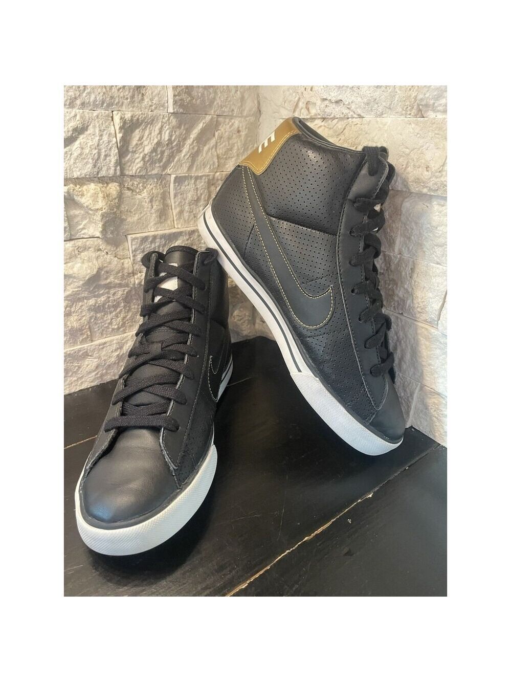 Nike Sweet Classic High Top Black/Gold 367112-001 Unisex Size Youth 7Y Sneakers